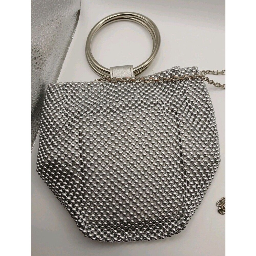 Silver Metal Mesh Crossbody Shoulder Bag Womens Evening Purse Small Clutch